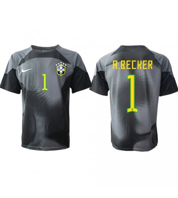 Brasilien Alisson Becker #1 Målvakt Hemmatröja VM 2022 Kortärmad